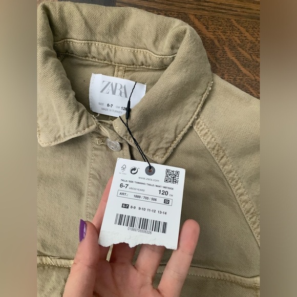 ZARA Cargo Light Green Denim Spring Jacket Youth Boys SZ 6-7 BRAND NEW With Tag - Picture 6 of 14